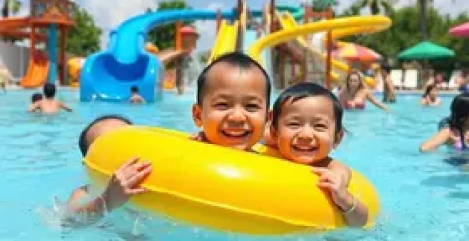 diversão na piscina