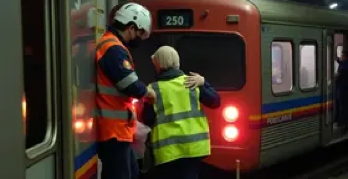 mulher resgatada entre trem e plataforma