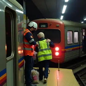 mulher resgatada entre trem e plataforma